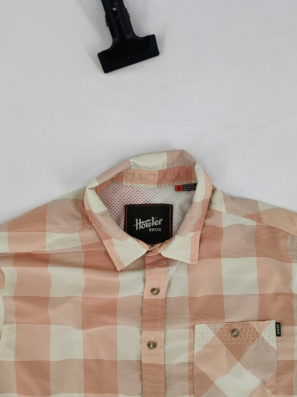 Howler Brothers Peach and Cream Plaid Short-Sleeve Button-Up - Picture 2 of 2